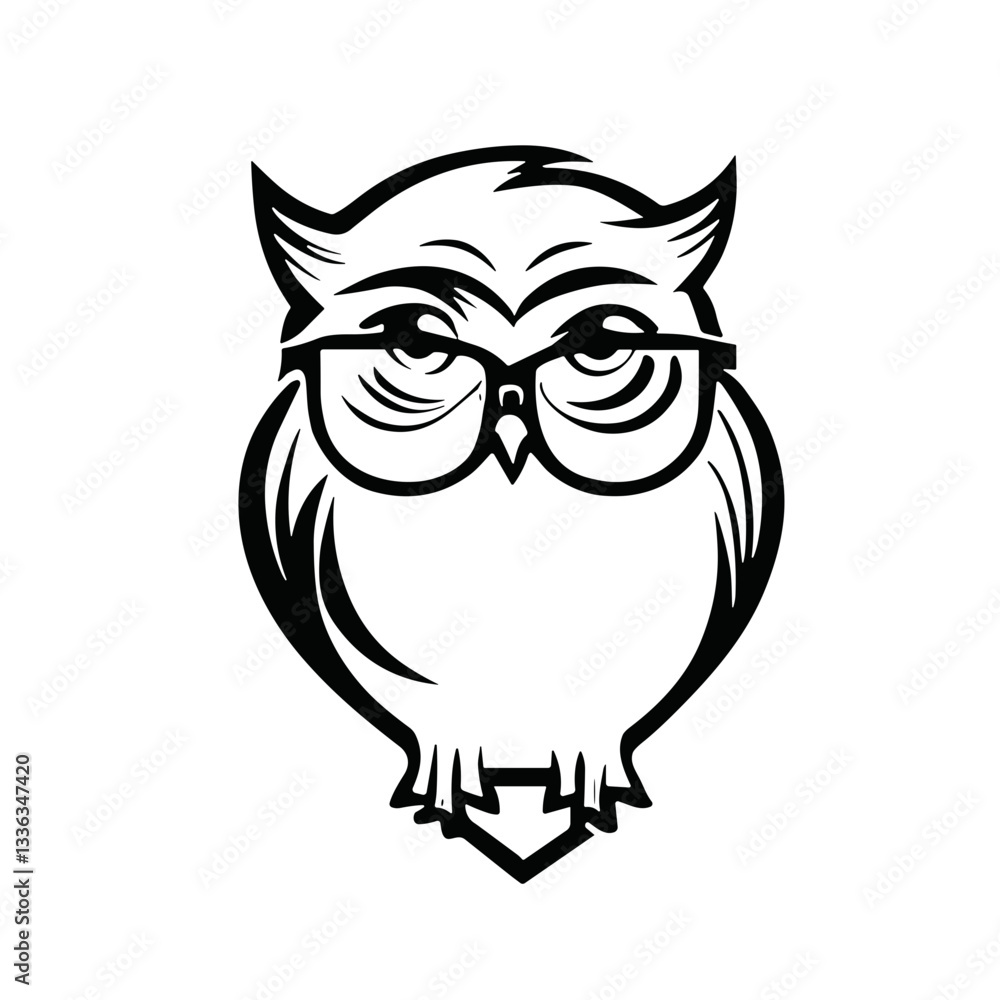 Owl wearing glasses in a minimalist style Owl wearing glasses in a minimalist style