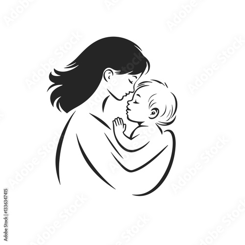Mother and baby sharing a loving moment in silhouette