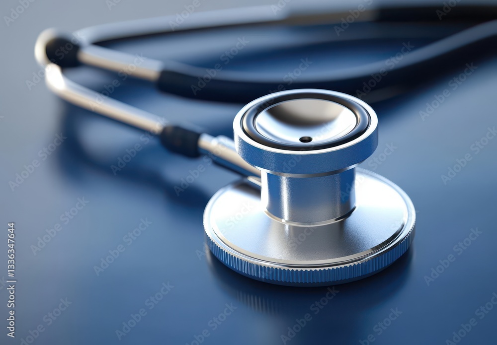 Close-up of a stethoscope on a blue background. Close-up of a stethoscope on a blue background.