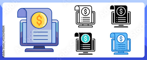 Bill and Invoice Desktop Multi Style Icon in Business Network and Finance