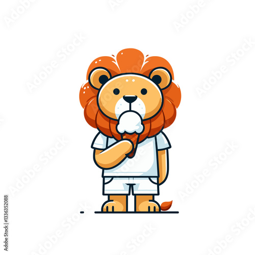 Cartoon lion referee with whistle in white uniform, vector illustration. Perfect for sports events, game officiating services, competition rules education or sporting goods promotions.