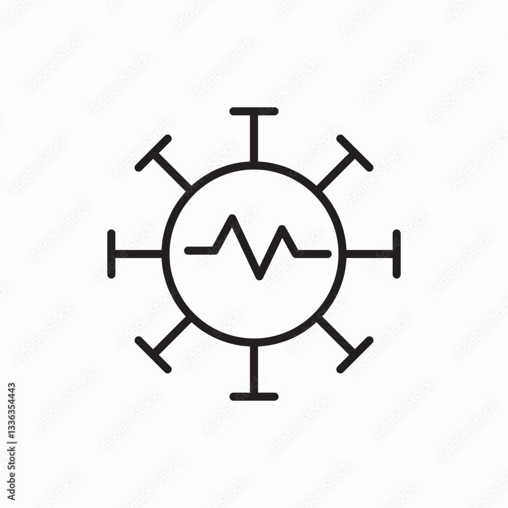Virus heart beat medical monitor icon vector sign Virus heart beat medical monitor icon vector sign