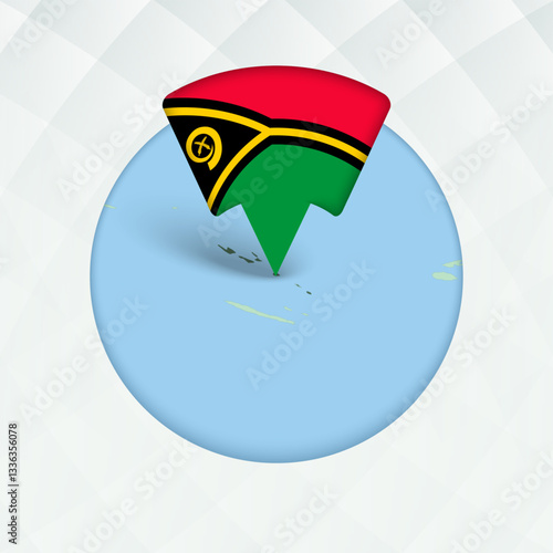Vanuatu Map Highlighted with Flag Marker.