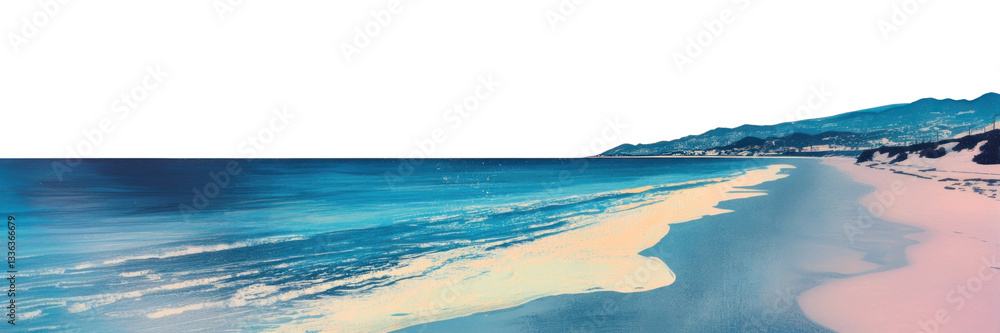 Obraz premium PNG Crystal blue ocean landscape beach horizon.
