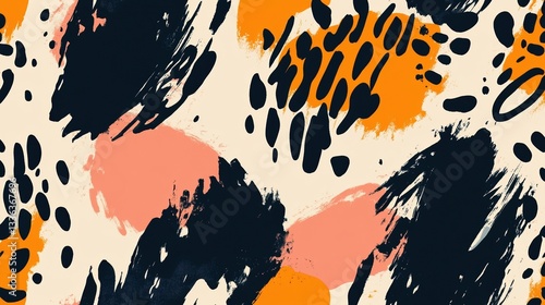 Vibrant abstract pattern with bold colors and dynamic brush strokes.
