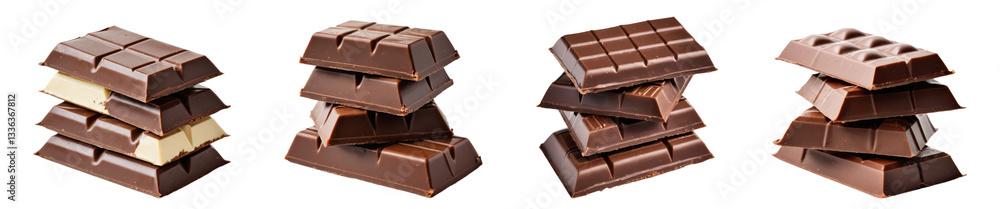 Stack of Dark Chocolate Bars on Transparent Background Stack of Dark Chocolate Bars on Transparent Background
