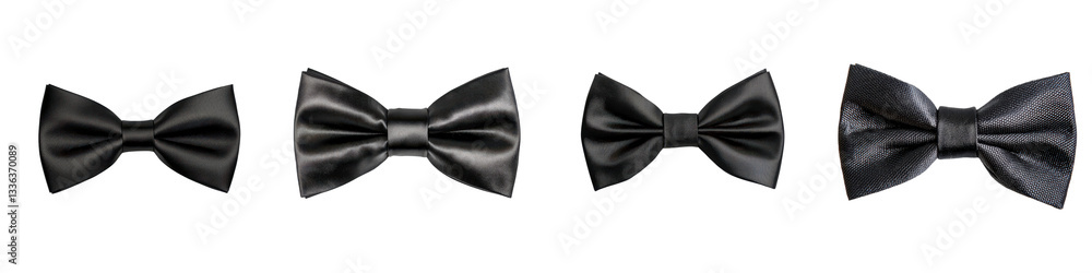 A collection of four classic black bow ties a versatile formal accessory for suits tuxedos and other evening wear A collection of four classic black bow ties a versatile formal accessory for suits tuxedos and other evening wear