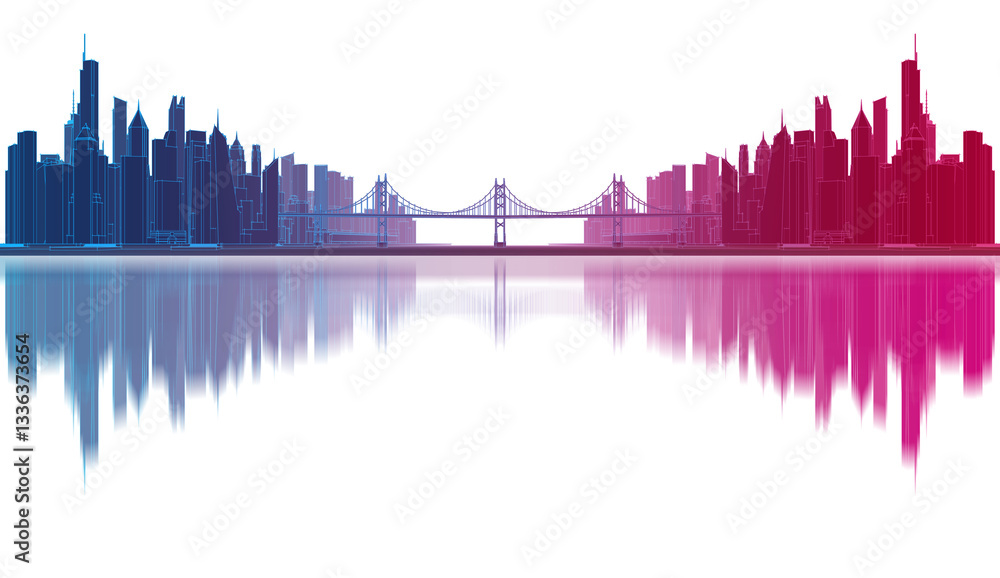 Obraz premium modern city panorama 3d illustration