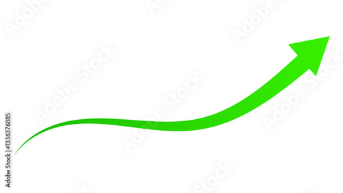 Green curved arrow up, Business Arrow illustration pointing up, Arrow indicated the direction symbol, vector isolated on white background