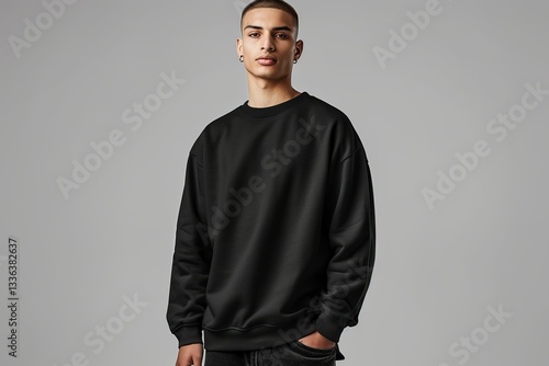 Stylish Man in Black Sweatshirt
