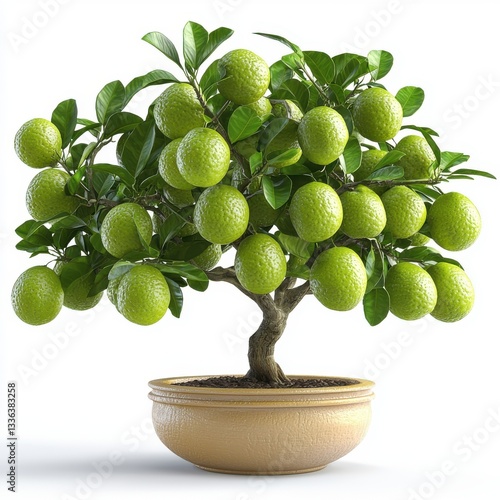 Lifelike Citrus Tree with Abundant Green Fruits Perfect for Home Decor, Gardening Ideas, and Botanical Displays