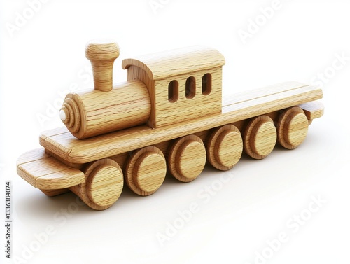 Wooden Toy Train Engine Model for Children, Classic Educational Play Item Made from Natural Wood