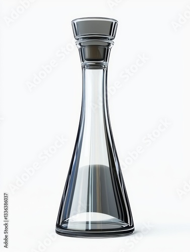 Elegant glass decanter with modern design for spirits and beverages, showcasing unique shape and crystal clarity