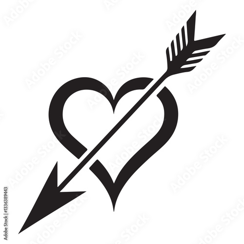 Heart piercing love vector illustration for Valentine's Day celebration