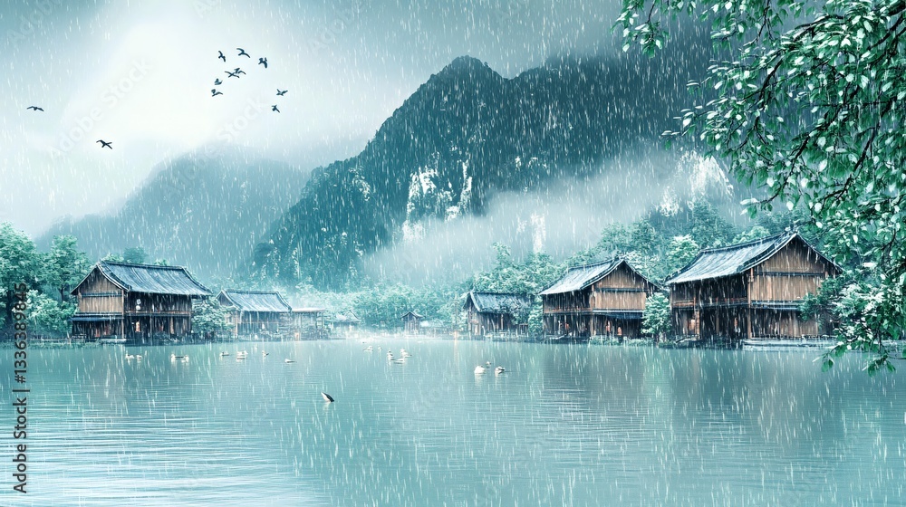 Fototapeta premium house on the lake