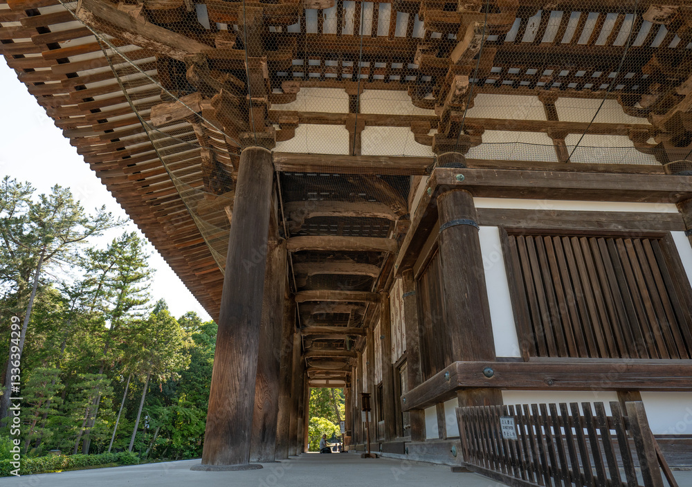 Obraz premium 日本、世界遺產、唐招提寺、寺院、奈良、木造建築、鑑真、律宗の総本山