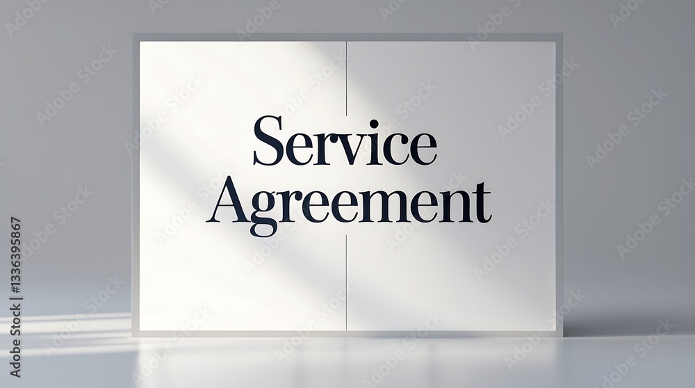 Fototapeta premium Service agreement document on a tabletop with soft shadow effect in morning light