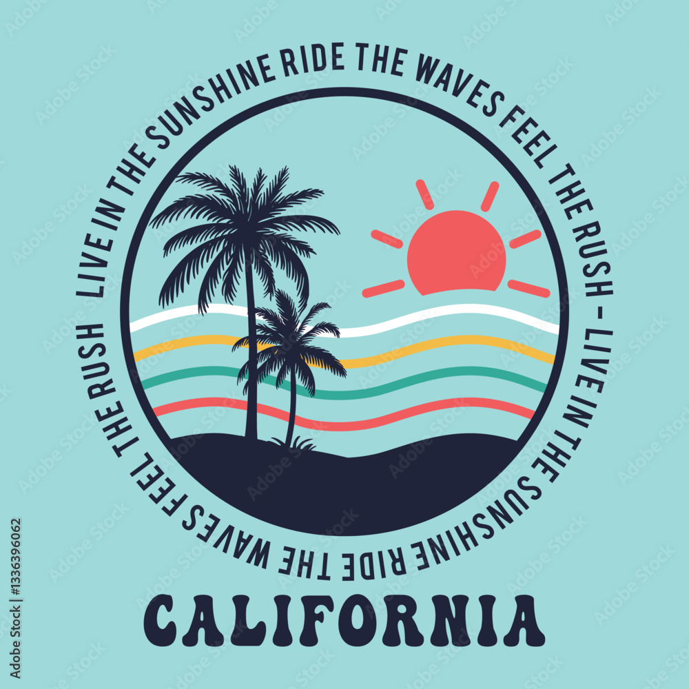 Obraz premium Wave Live In The Sunshine California.eps