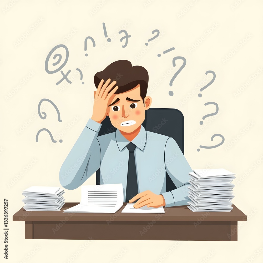 Work pressure - stressed men surrounded by paperwork Work pressure - stressed men surrounded by paperwork