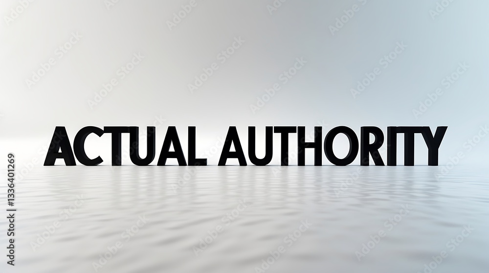 Authority in bold letters reflecting on a smooth surface with a soft backdrop Authority in bold letters reflecting on a smooth surface with a soft backdrop