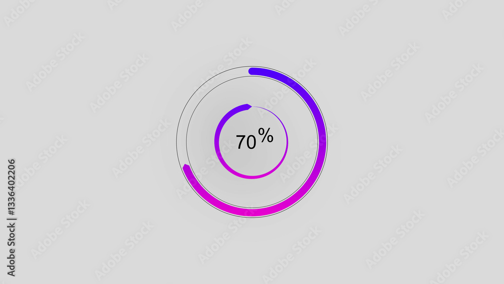 Obraz premium A circle illustration and 70% percent number illustration . on a black background. and 4k illustration.