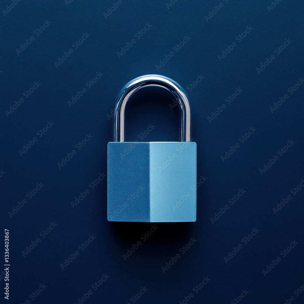 Blue padlock on a dark background symbolizing security and protection