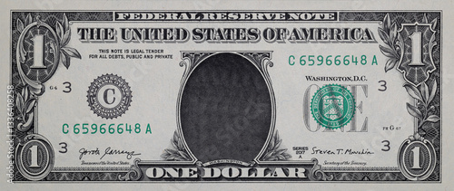 Obraz na płótnie U.S. 1 dollar border with empty middle area w salonie