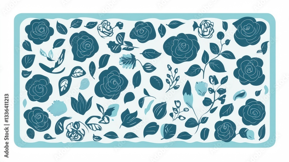 Fototapeta premium Elegant Floral Pattern Design with Delicate Flowers and Leaves