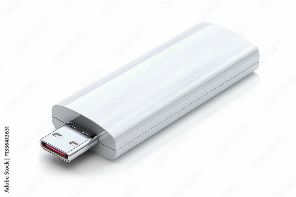 White usb flash drive isolated on the white background. Neural network ai generated White usb flash drive isolated on the white background. Neural network ai generated