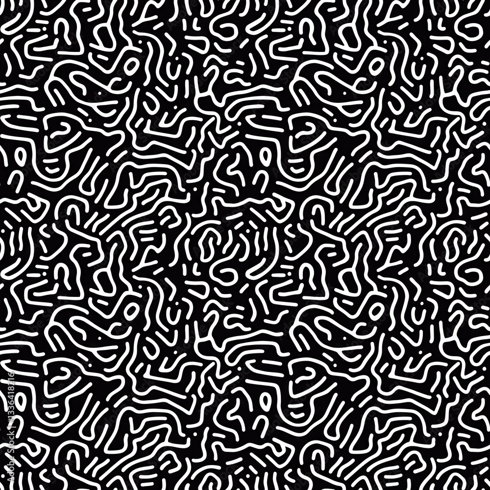 Bold Black and White Abstract Pattern with Energetic Squiggles Bold Black and White Abstract Pattern with Energetic Squiggles
