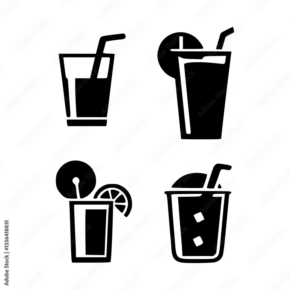 Set of drink glass icons in vector style Set of drink glass icons in vector style