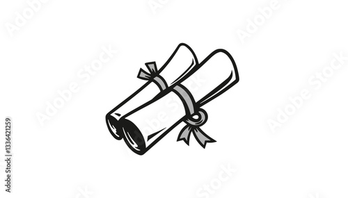 Dotwork Tattoo.Scrolls tied with ribbons on a white background