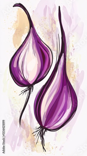 Purple Onion Illustration: Vibrant Artistic Design