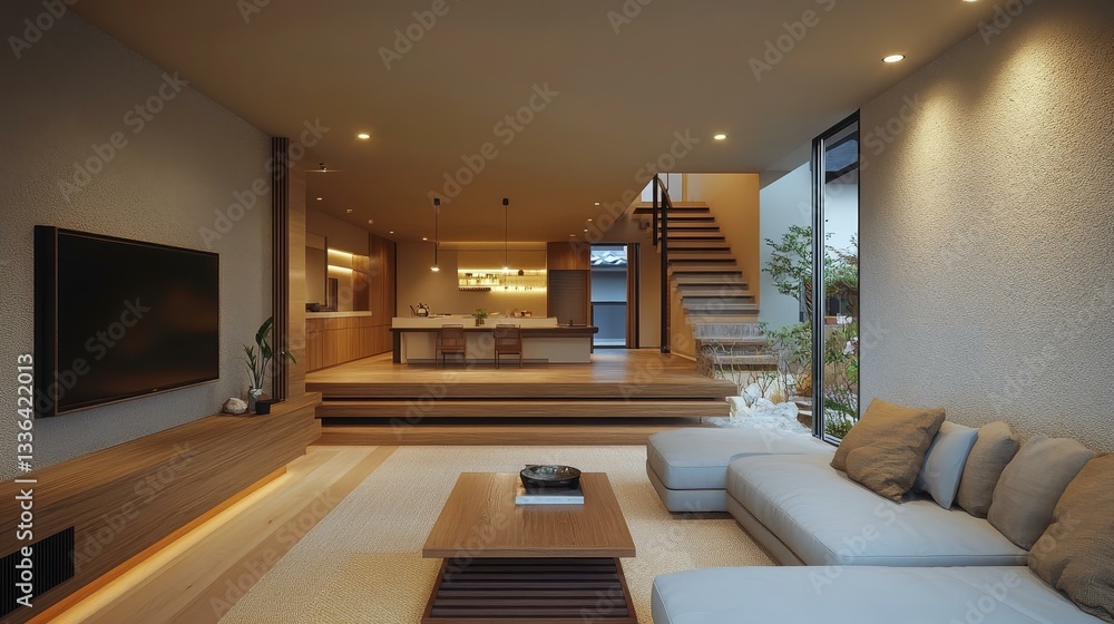 Fototapeta premium Modern Japanese Style Living Room Interior Design