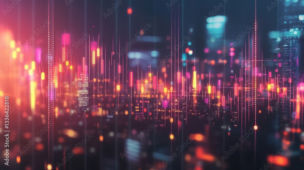 Obraz premium Analyzing abstract glowing forex candlestick chart financial market digital visualization professional workspace data-driven concept