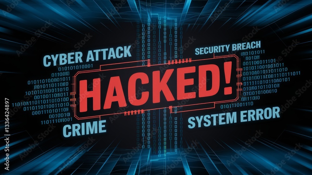 Fototapeta premium HACKED! Cybersecurity-Themed Digital Illustration Generative aI