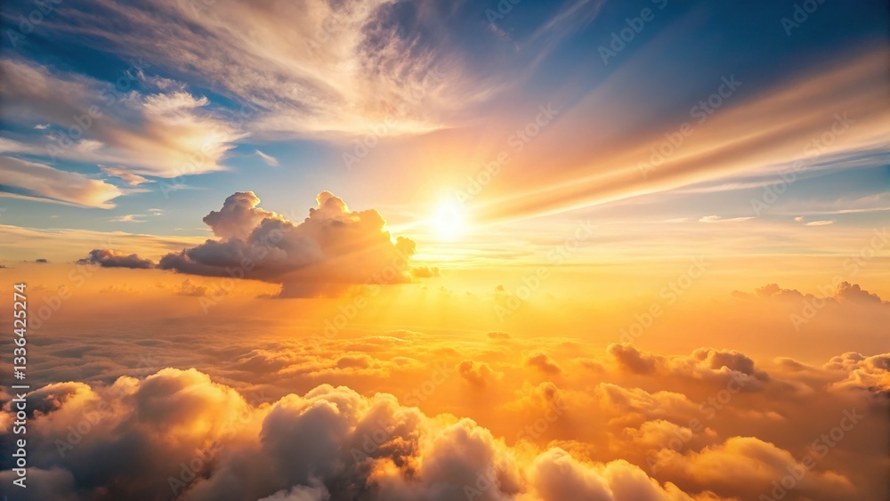 Fototapeta premium Minimalist Luxury Flat Lay: Warm Sky Background with Elegant Object