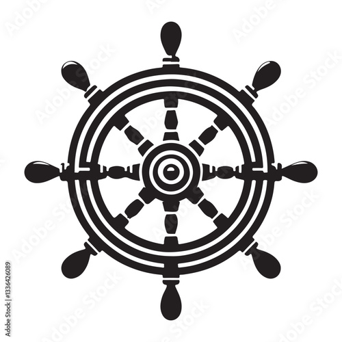 Ship Wheel Silhouette Vector Illustration Navigate Your Design Easily