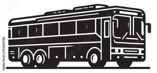 Tour Bus Silhouette Public Transport Vector Detailed Illustration Graphic