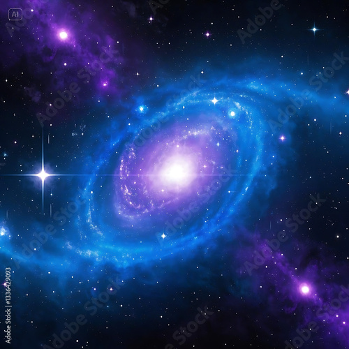 
Vibrant Spiral Galaxy in Space Surrounded by Stars and Galactic Dust Clouds