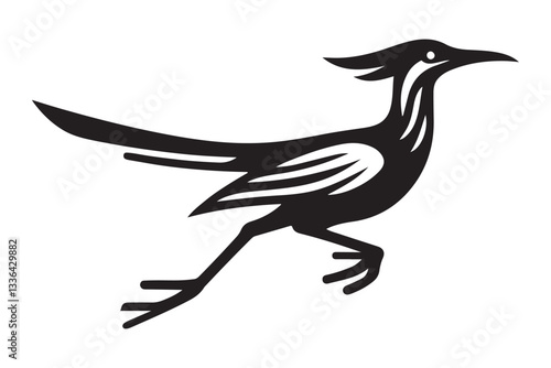 Roadrunner Silhouette Vector Graphic Illustration Fastest Bird Design