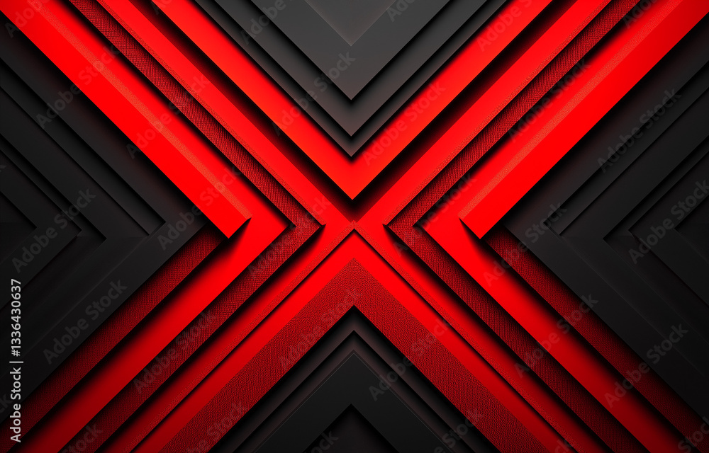 Red and black background with diagonal arrows, dark gradient, minimalist style, symmetrical composition, sharp contrast between light and shadow, wide-angle lens, high saturation, bright colors Red and black background with diagonal arrows, dark gradient, minimalist style, symmetrical composition, sharp contrast between light and shadow, wide-angle lens, high saturation, bright colors
