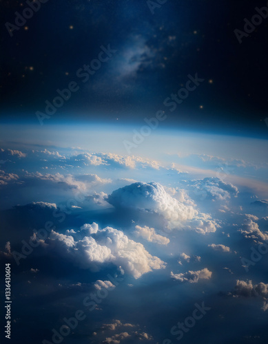 宇宙 無重力 大気圏　地球 earth Generative AI	
