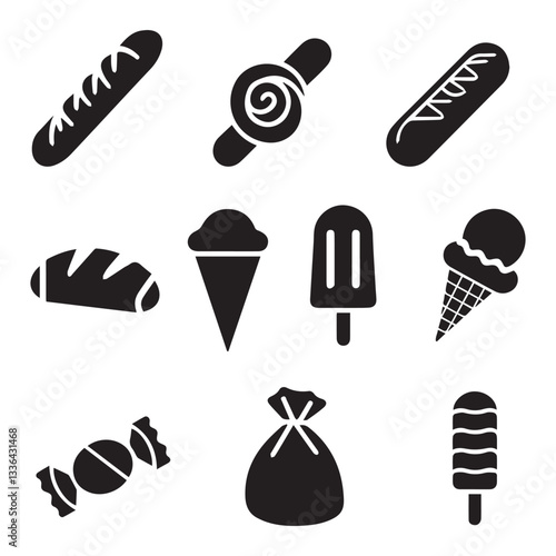Картината върху платно Bake shop products icons set