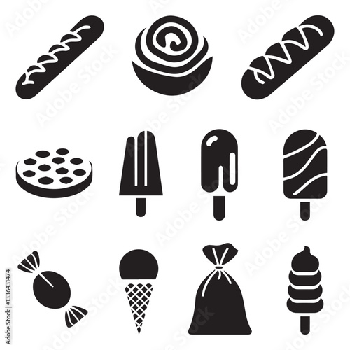 Photos Bake shop products icons set