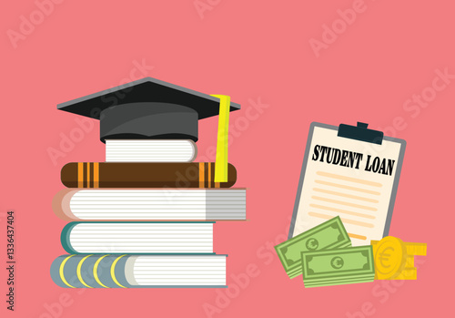 Education student loan, University and tuition fee, Vector illustration