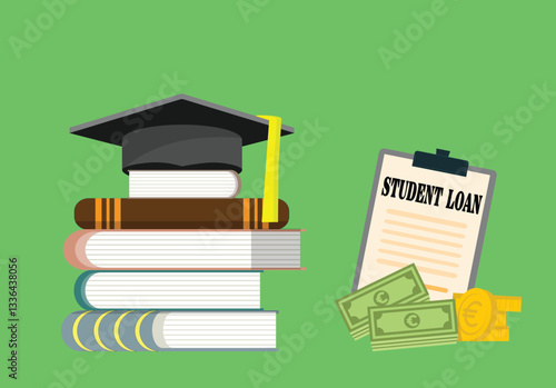 Education student loan, University and tuition fee, Vector illustration