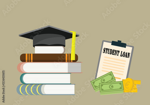 Education student loan, University and tuition fee, Vector illustration