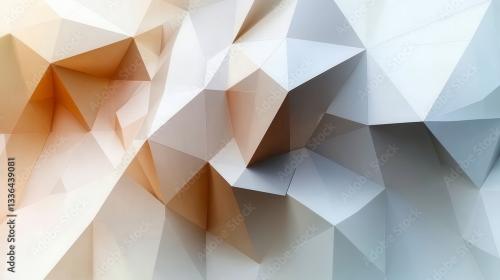 Fototapeta premium Minimalist modern minimal geometric background with subtle polygonal shapes in neutral colors, modern theme, calming, clean design backdrop
