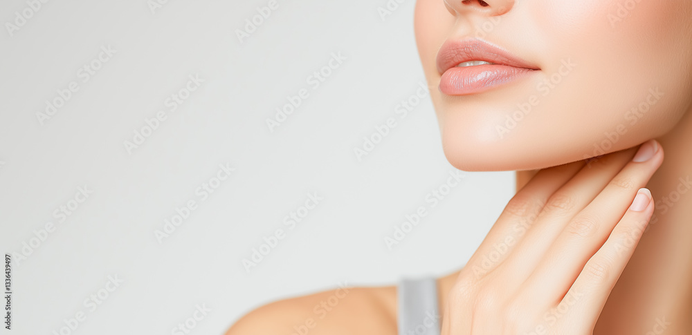 Fototapeta premium Minimalist beauty portrait capturing a woman's elegant lips